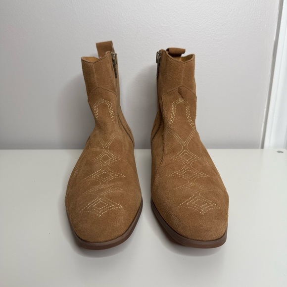 Dingo Men’s Tan Brooks Embroidered Round Toe Zip Up Boots Ankle - 10.5 - Picture 3 of 12